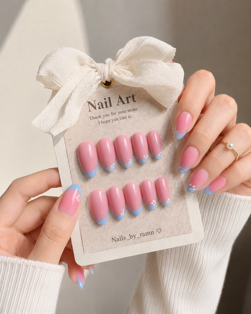 Pink and Sky Blue Floral French