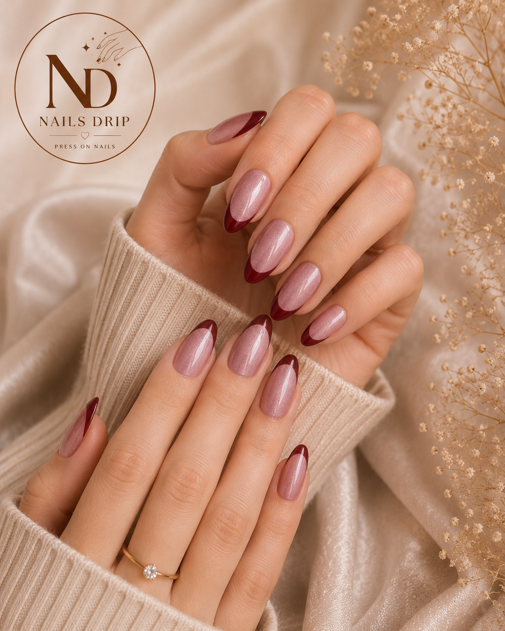 Pink Cat Eye Red French Tip