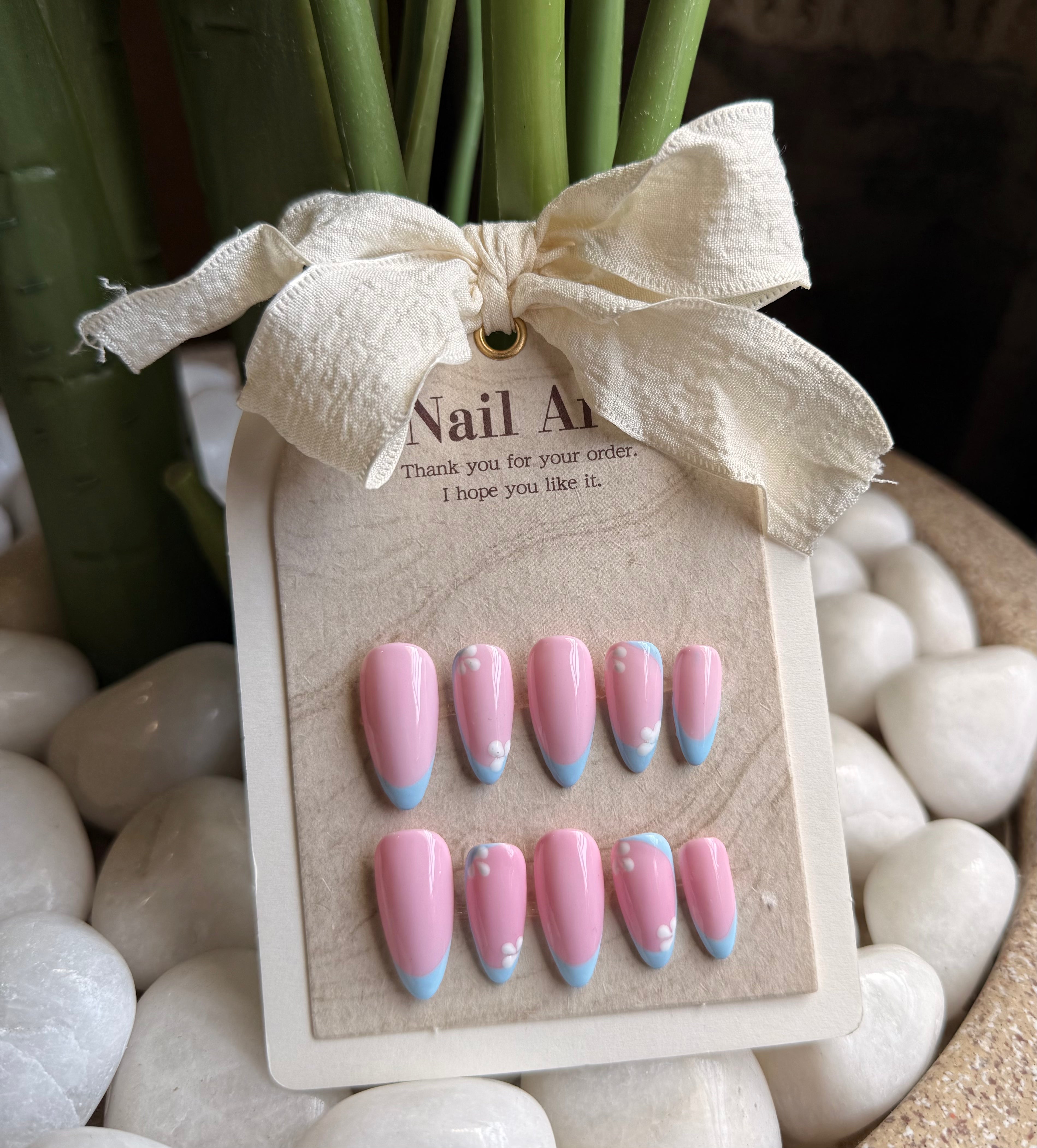 Pink and Sky Blue Floral French