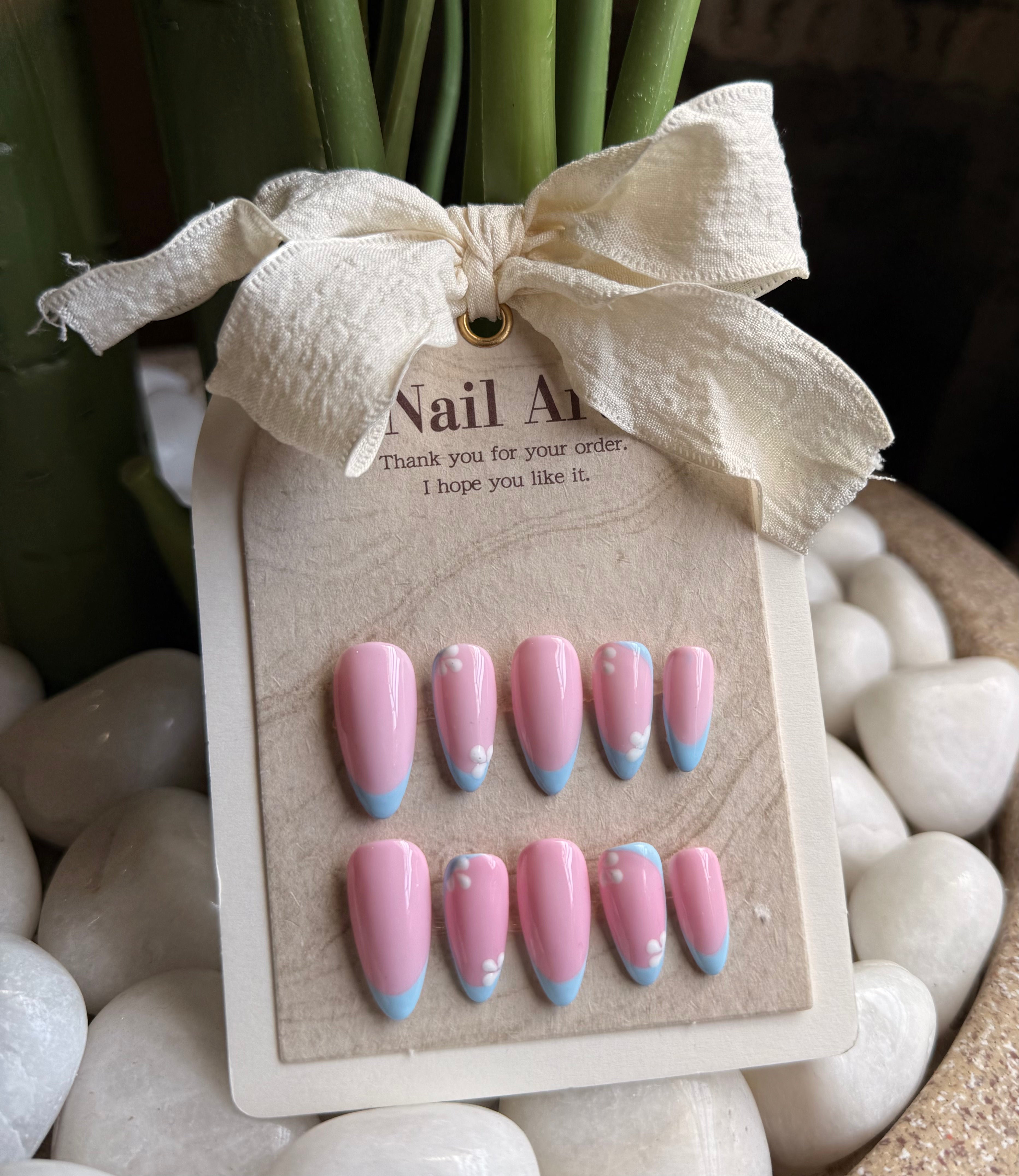 Pink and Sky Blue Floral French