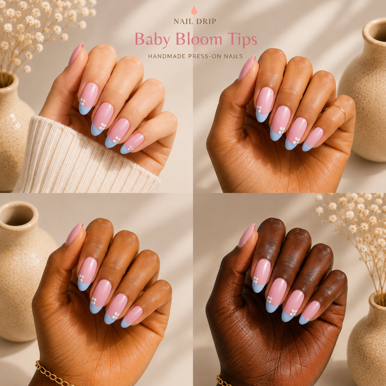Pink and Sky Blue Floral French
