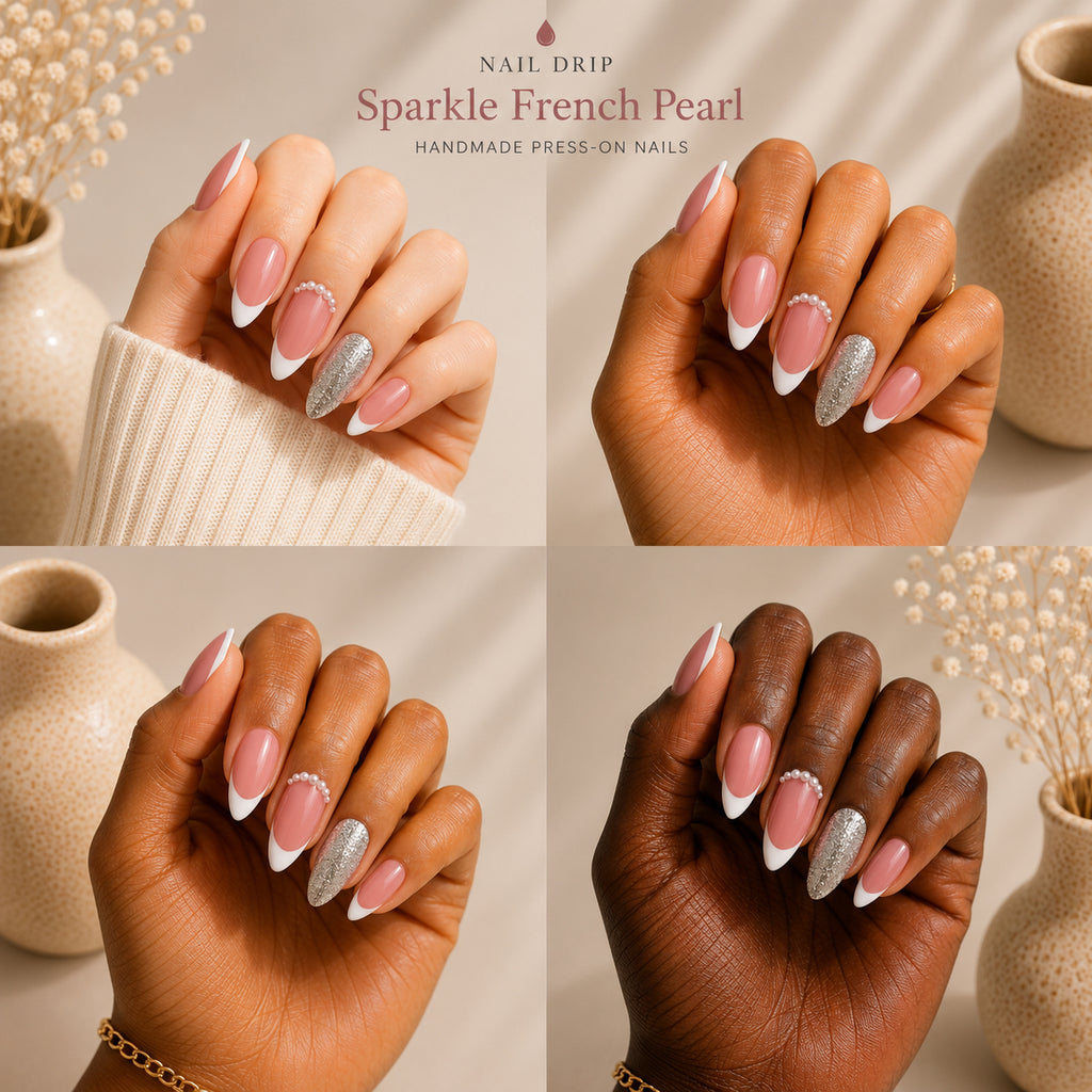 Pink French Tips Pearl Glam